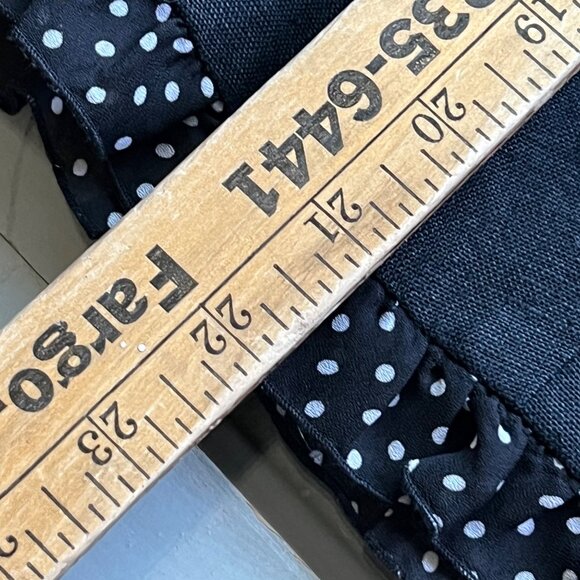 Spanner Blazer Size 8 Linen Button Front Jacket Polka Dot Ruffle Black White - Picture 6 of 9